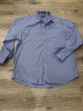Nordstrom Men’s Shop Purple & Baby Blue Gingham Shirt 17.5/36 NWT